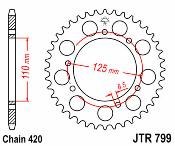 Стоманеното задно спъване на JT Sprock 799 - 420 JTR799.50