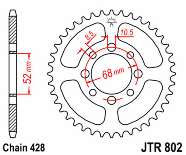 Стоманен заден зъб на JT Sprock 802 - 428 JTR802.34