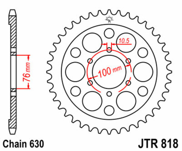 JT Sprock's Steel Standard Rear Sprock 818 - 630 JTR818.42