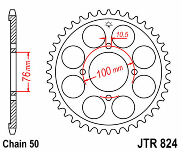 Стоманен заден зъб на JT Sprock 824 - 530 JTR824.40