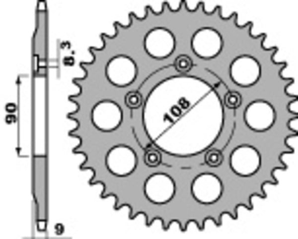 PBR стандарт C45 Steel задно зъбно колело 1026 - 520 1026 38 C45