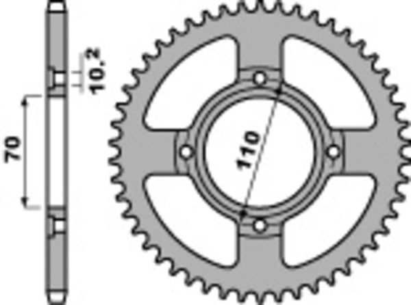 PBR стандартен C45 стоманен задно зъбно колело 248 - 520 248 44 C45