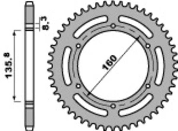 PBR Standard C45 Steel rear Sprock 3552 - 520 3552 49 C45