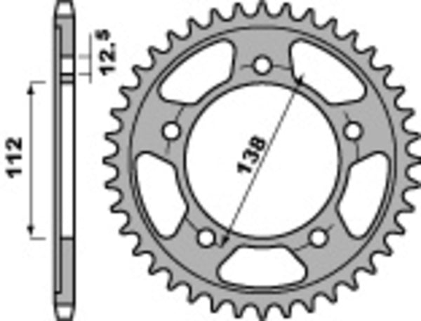 PBR Standard C45 Steel rear Sprock 408 - 530 408 44 C45