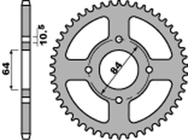 PBR Standard C45 Steel rear Sprock 4302 - 520 4302 39 C45