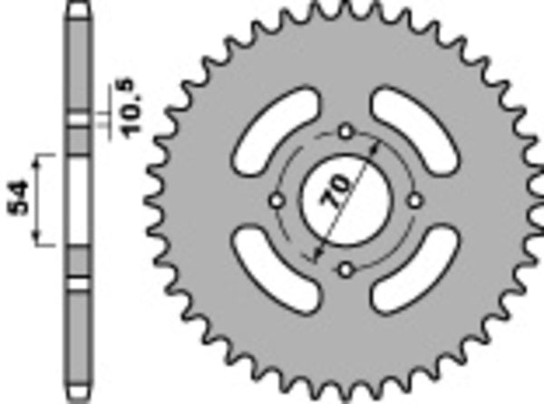 PBR Standard C45 Steel задно зъбче 4304 - 428 4304 42 C45