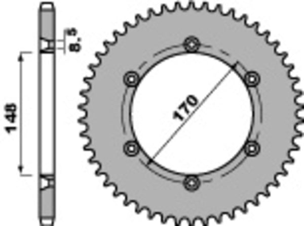 PBR Standard C45 Steel rear Spoket 4360 - 525 4360 47 C45