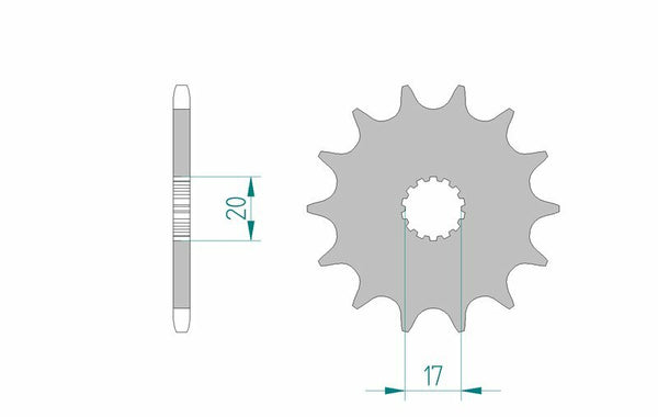 Afam Steel Self -Cleaning Front Sprock 21203 - 520 21203+13