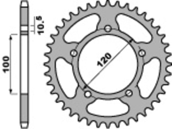 PBR Standard C45 Steel rear Spoket 4363 - 525 4363 41 C45
