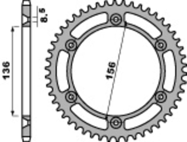 PBR Standard C45 Steel rear Spoket 4365 - 525 4365 43 C45
