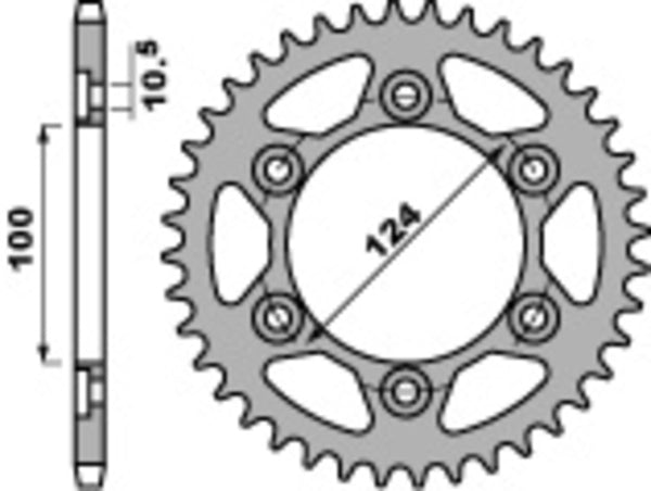 PBR Standard C45 Steel rear Sprock 4366 - 525 4366 43 C45