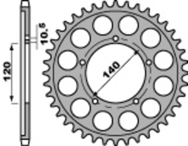 PBR Standard C45 Steel rear Sprock 4409 - 530 4409 43 C45