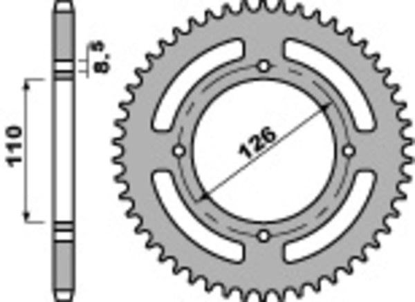 PBR Standard C45 Steel rear Sprock 4418 - 420 4418 47 C45