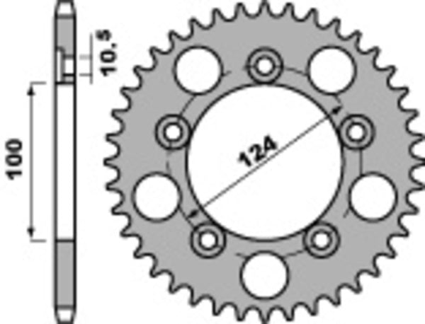 PBR Standard C45 Steel rear Sprock 4443 - 525 4443 36 C45
