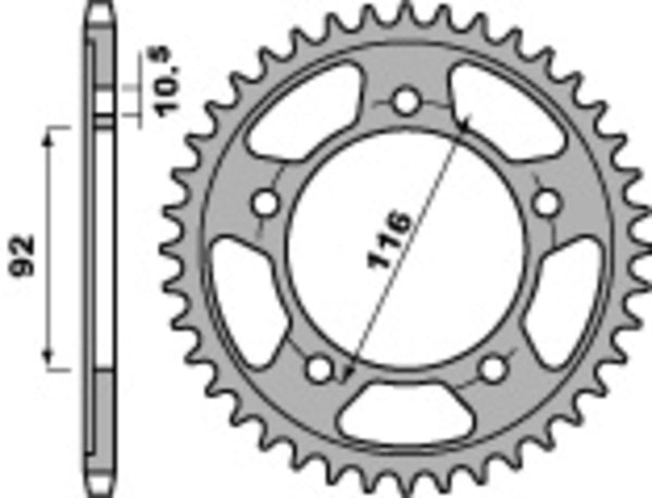 PBR Standard C45 Steel задно зъбче 4542 - 530 4542 41 C45