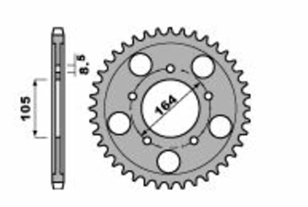 PBR Standard C45 Steel задно зъбче 4557 - 525 4557 48 C45