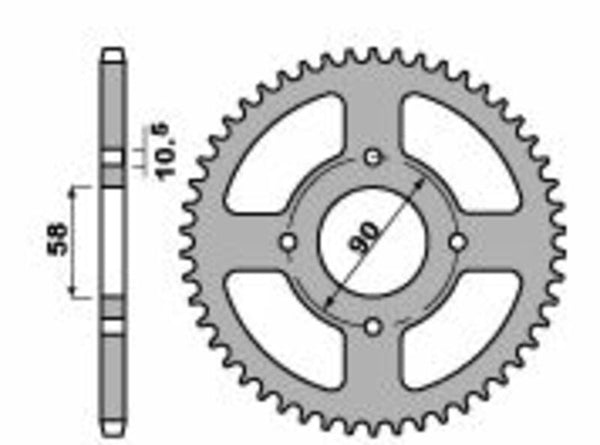 PBR Standard C45 Steel задно зъбче 4668 - 520 4668 41 C45