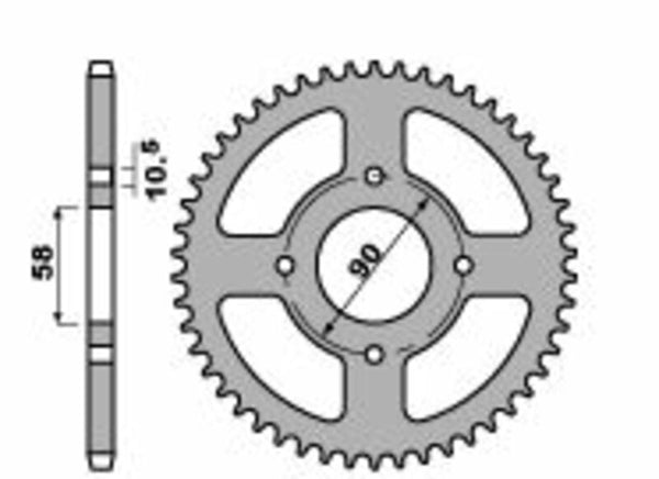 PBR Standard C45 Steel задно зъбче 4668 - 520 4668 45 C45