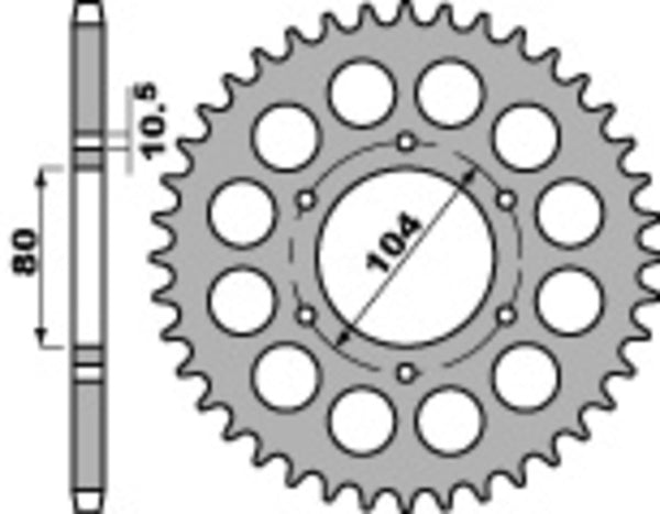 PBR Standard C45 Steel rear Sprock 488 - 530 488 42 C45