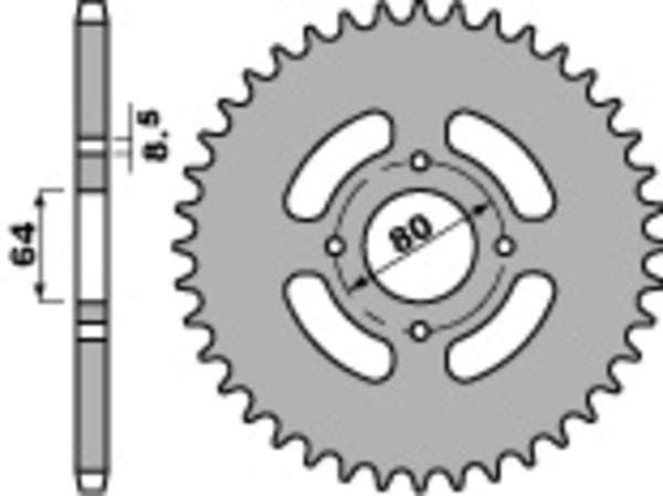 PBR Standard Steel Reary Sprock 838 - 428 838 43 F