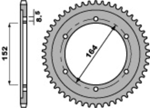 PBR Standard C45 Steel задно зъбно колело 841 - 530 841 42 C45