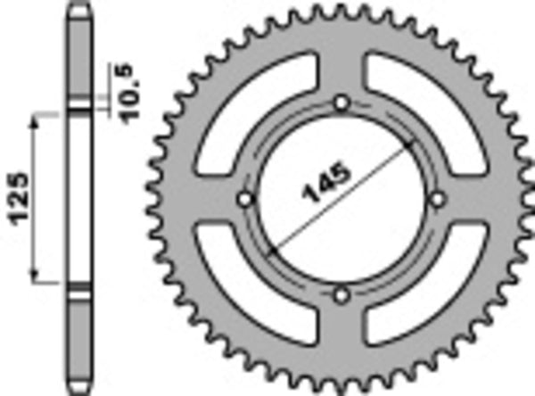 PBR Standard C45 Steel rear Sprocket 857 - 520 857 47 C45