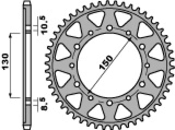 PBR Standard C45 Steel rear Sprocket 860 - 530 860 43 C45