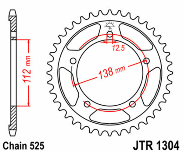 JT Sprock's Steel Standard Rear Sprock 1304 - 525 JTR1304.44