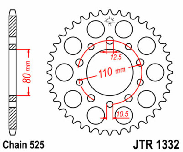JT Sprock's Steel Standard Rear Sprock 1332 - 525 JTR1332.46