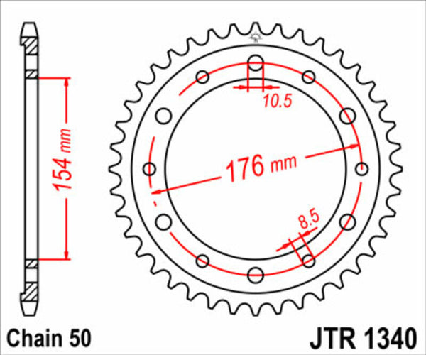 Стоманен заден плотове на JT Sprock 1340 - 525 JTR1340.45