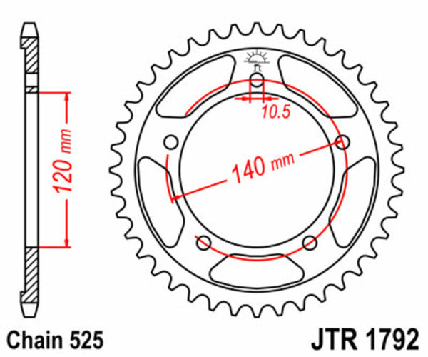 Стоманен заден пюре от JT Sprock 1792 - 525 JTR1792.47