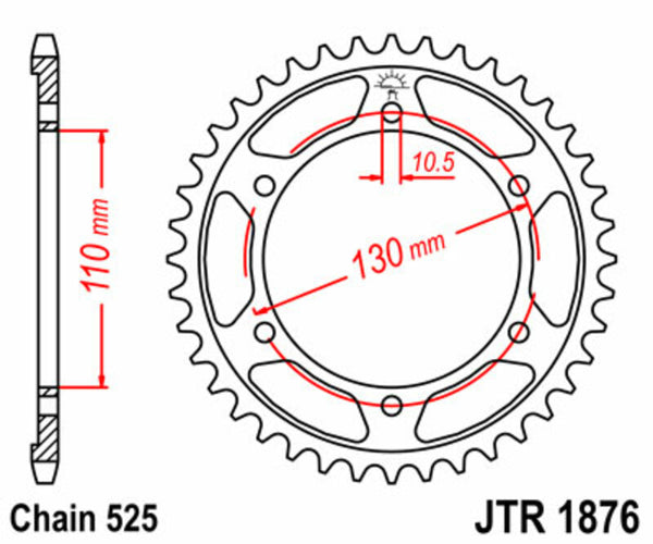 JT Sprock's Steel Standard Rear Sprock 1876 - 525 JTR1876.45