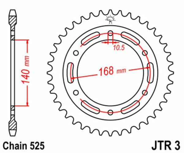 Стоманен заден плотове на JT Sprock 3 - 525 JTR3.41