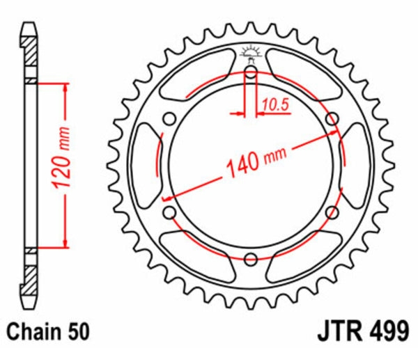 Стоманеното задно спъване на JT Sprock 499 - 530 JTR499.46