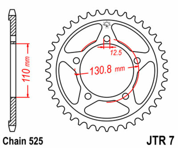 Стоманен заден плотове на JT Sprock 7 - 525 JTR7.44