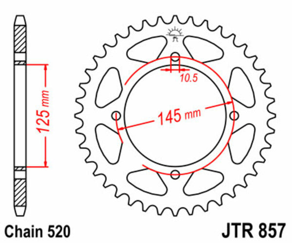 Стоманен заден зъб на JT Sprock 857 - 520 JTR857.47