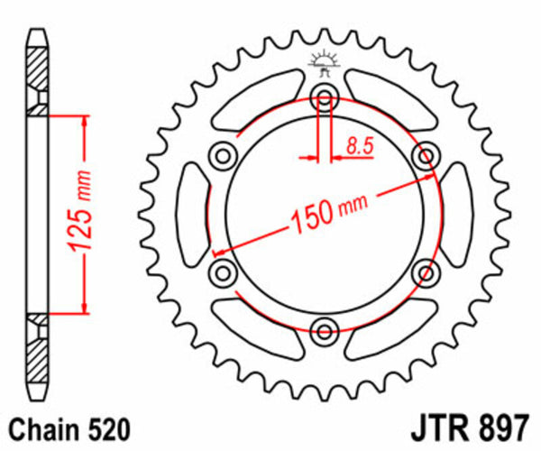 JT Sprock's Steel Standard Rear Sprock 897 - 520 JTR897.47