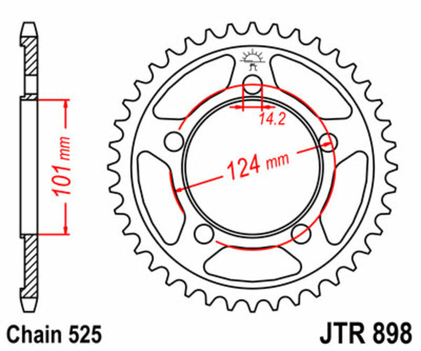 Стоманен заден зъб на JT Sprock 898 - 525 JTR898.38