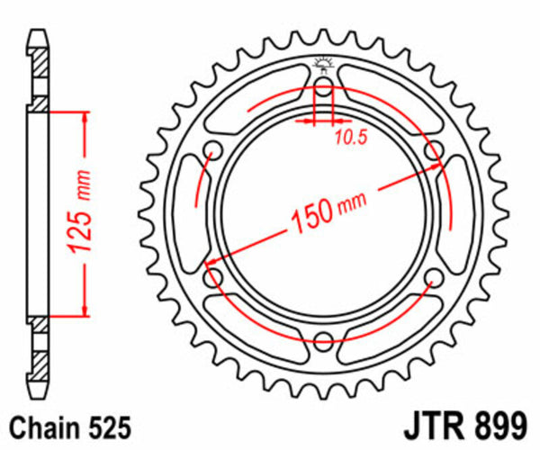 Стоманен заден смот на JT Sprock 899 - 525 JTR899.42
