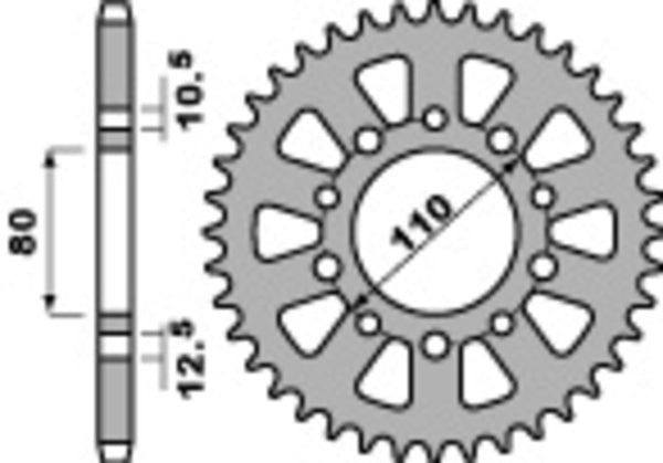 PBR Standard C45 Steel rear Sprock 334 - 530 334 48 C45