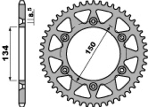 PBR Standard C45 Steel rear Sprock 489 - 520 489 46 C45