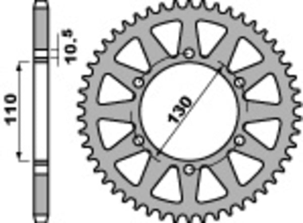 PBR Standard C45 Steel rear Sprock 504 - 520 504 38 C45