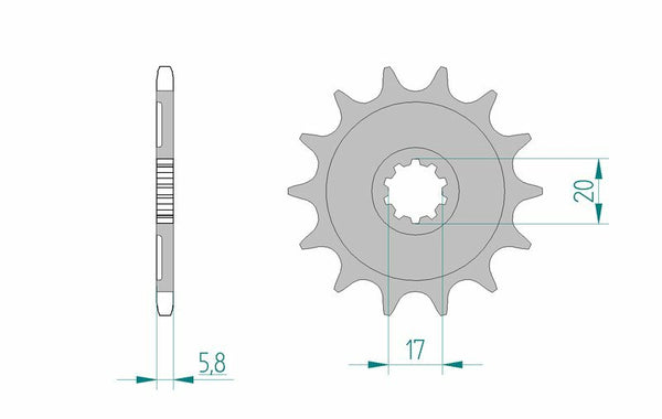 Afam Steel Self -Cleaning Front Sprock 24304 - 520 24304+14