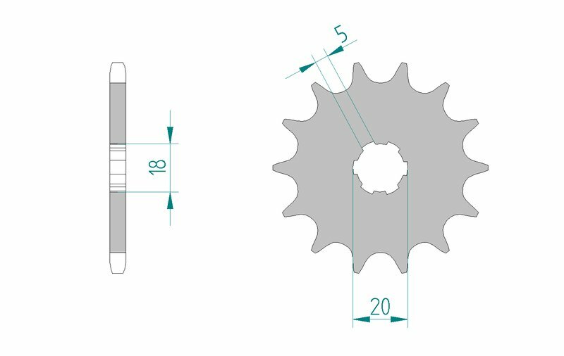 AFAM Stål Standard Framdrev 94305 - 520 med 12 tänder och 20 mm axelhål. Passar Gas Gas motorcyklar från 1995-2005. Hållbart stålmaterial.