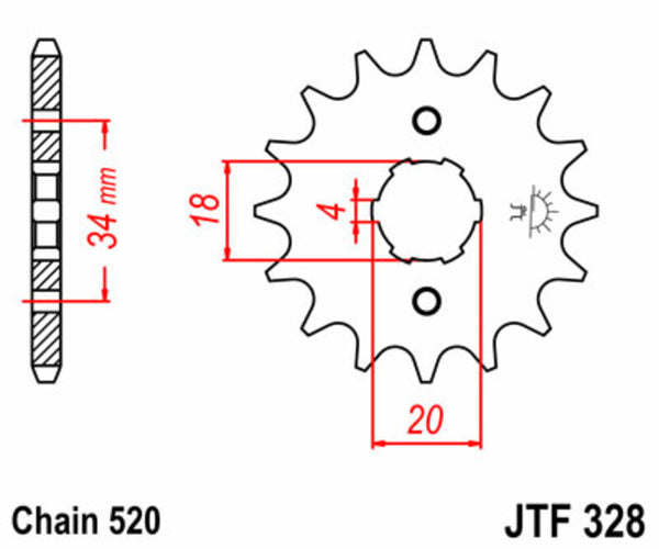 JT Sprock's Steel Standard Front Sprock 328 - 520 JTF328.13