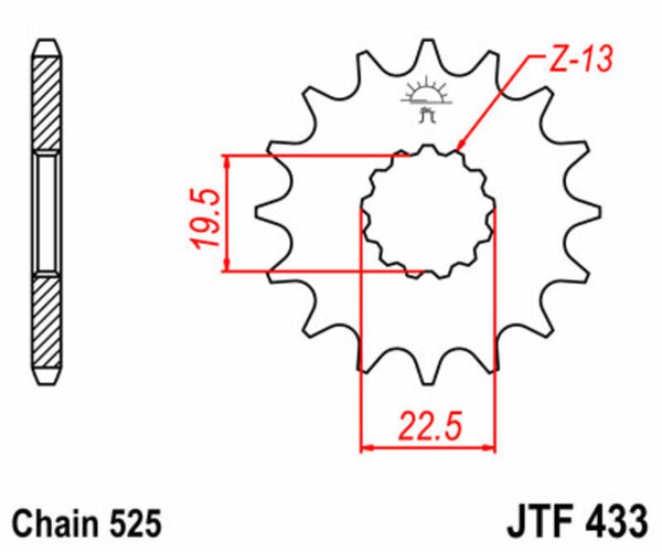 Стоманеното предно зъбно колело на JT Sprock 433 - 525 JTF433.14