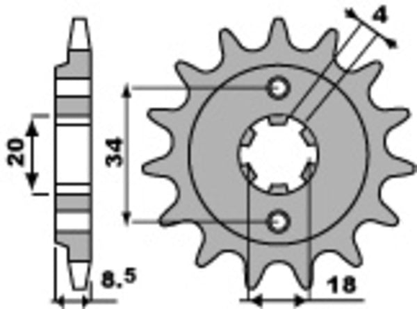 PBR Steel Standard Front Sprock 2046 - 520 2046 14 18NC