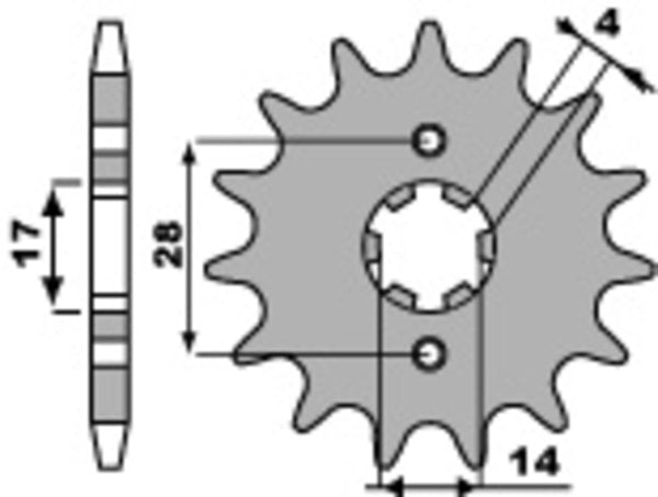 PBR Steel Standard Front Sprock 2118 - 428 2118 14 18NC