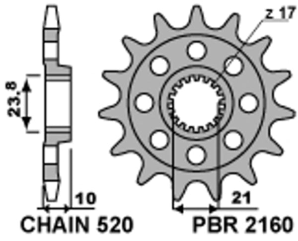 PBR Steel Standard Front Sprock 2160 - 520 2160 13 18NC