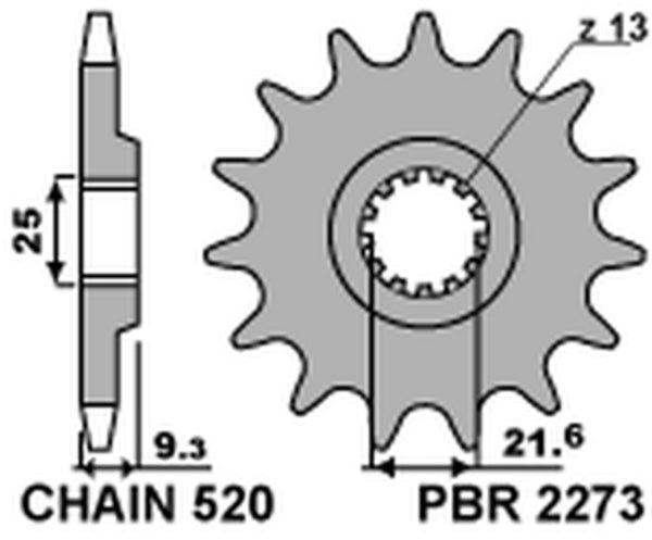 PBR Steel Standard Front Sprock 2273 - 520 2273 15 18NC